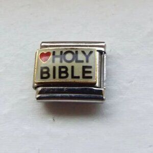 Heart Holy Bible enamel 9mm stainless steel Italian charm bracelet link new